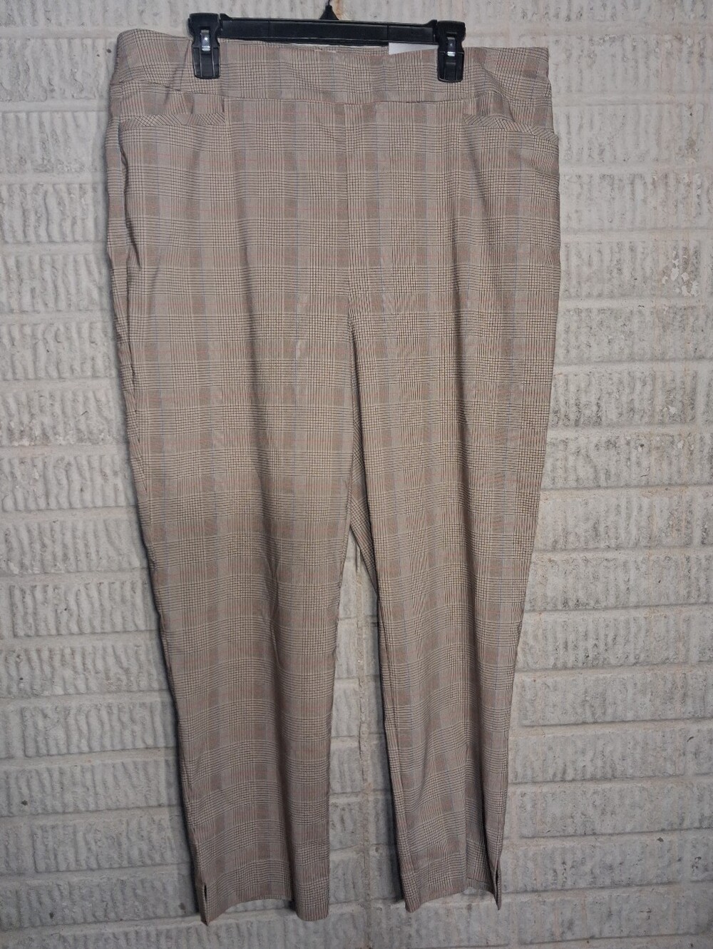 NWT Chicos Plaid Gray & Pink & Blue Dress Pants/ Trousers Slimming US 16R